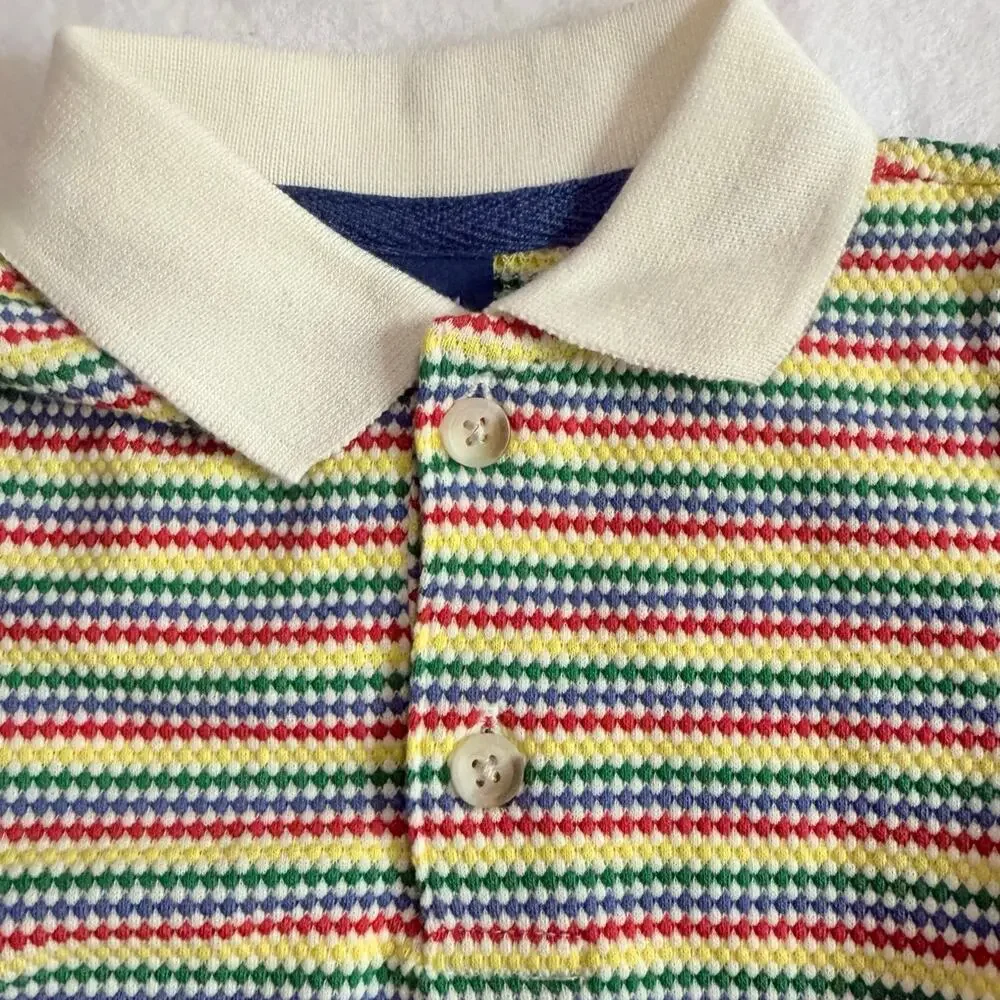 NWT Old Navy Rainbow Stripe Polo Bubble Romper Bodysuit Baby Boy 3-6 Months